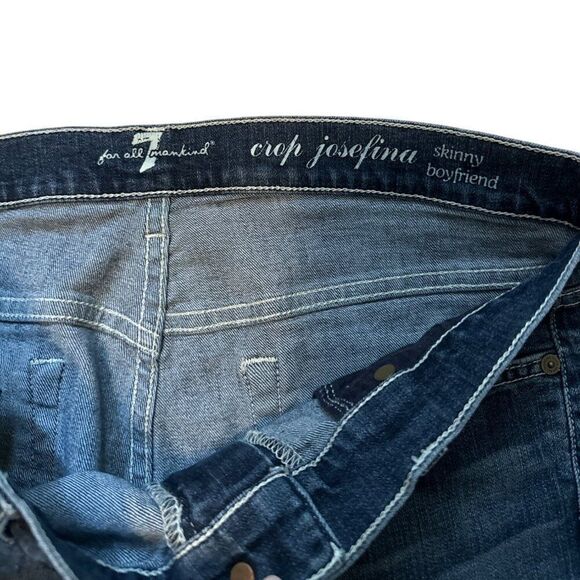 7 For All Mankind Crop Josefina Skinny Boyfriend Jeans Size 27 Made In USA - Picture 2 of 5